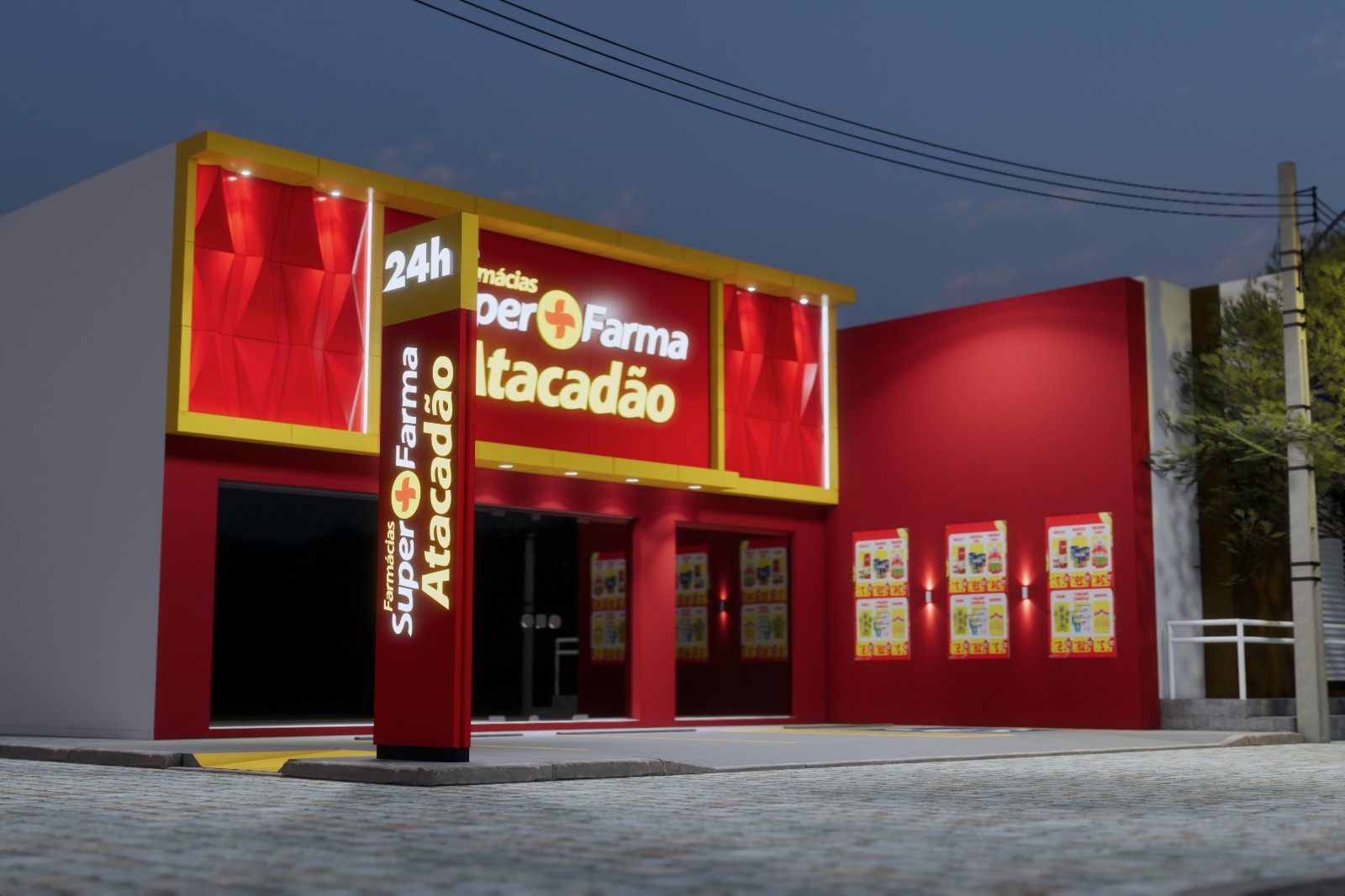 Fachada da Farmácia Noite